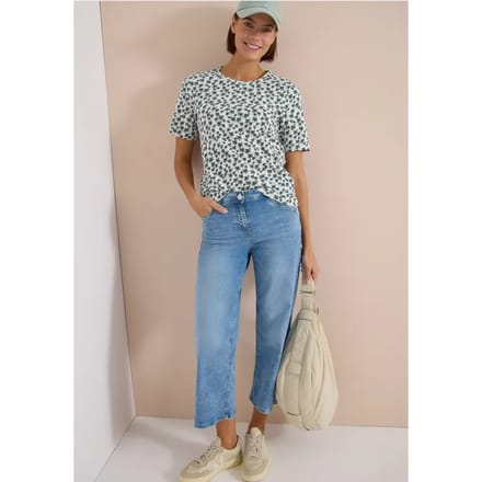 Shirt met ronde hals en palmopdruk