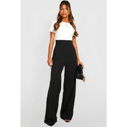 boohoo Dames Contrast Wide Leg Jumpsuit | Maat: 38