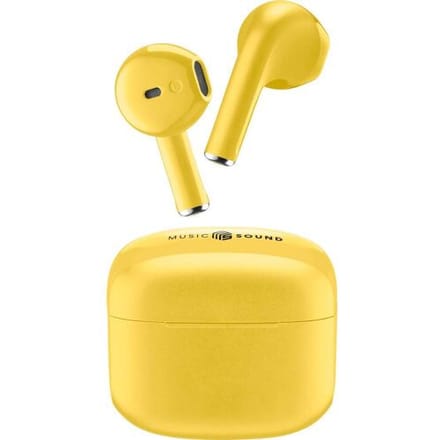 Cellularline In Ear headset Bluetooth, Draadloos Geel Oplaadbox