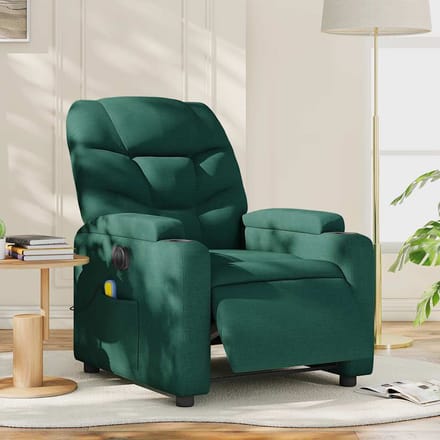 vidaXL - Massagestoel - elektrisch - verstelbaar - stof - donkergroen