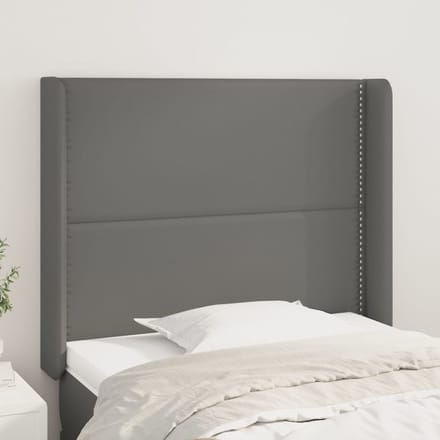 vidaXL - Hoofdbord - met - randen - 103x16x118/128 - cm - kunstleer - grijs