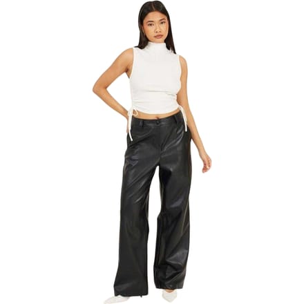 Brave Soul Dames/Dames Ribbed Top met Hoge Kraag (Wit)