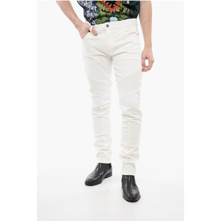 Tapered Fit Biker Denims met riemlussen 15 cm in wit