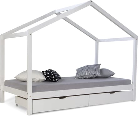 Homestyle4u Kinderbed - 90x200 cm - Huisbed - Wit