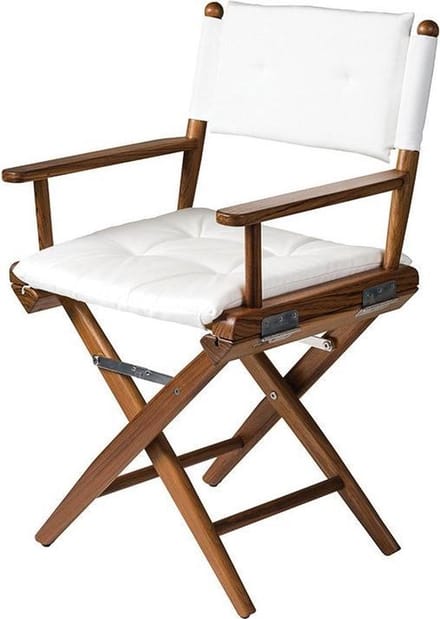 Regisseursstoel Teak DeLuxe met Witte kussenset (Geolied)