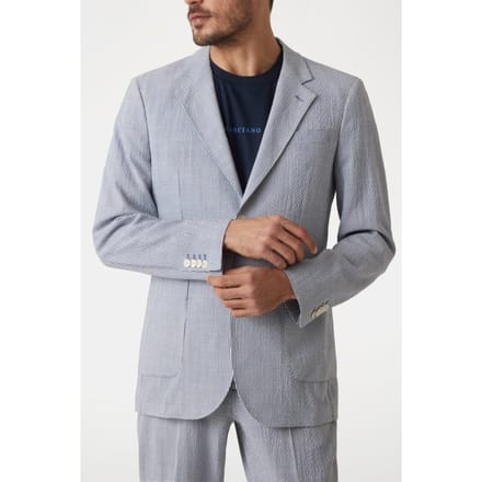 GUESS Marciano By  Grant 2b Patch Pkts White/blue Stripes Größe: 46 | Blazer Outlet | Herren | Weiß