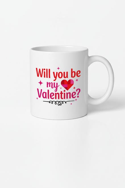 Will you be my Valentine?" Mok - Romantisch Valentijn Cadeau met Hart Design