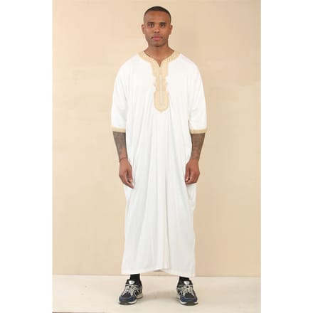 Heren witte Marokkaanse Thobe Jubba Robe Eid Djellaba Gandoura