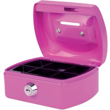 Geldkist Pavo met muntgleuf 125x95x60mm roze
