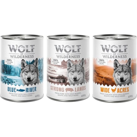 6x400g Mix: Vis, Varken en Kip Wolf of Wilderness Hondenvoer