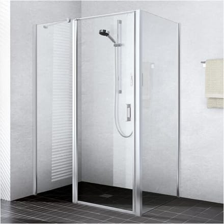 Kermi Liga swing door for shower tray 1-leaf with fixed panel 120 cm, stop left LI1GL120201AK