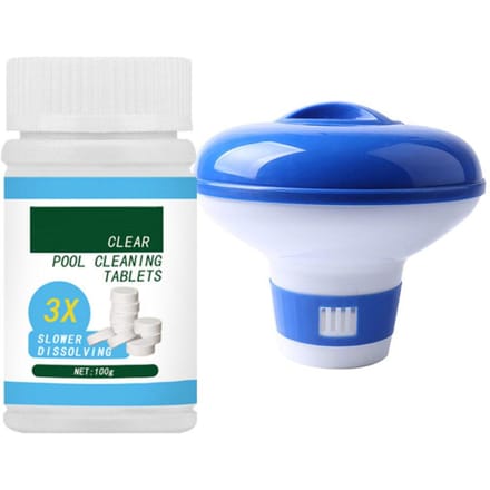 Bruistabletten voor Zwembad Zwembad Chloortablet met Drijvende Chloor Dispenser Box voor Thuis Zwembaden Kuipen Spa's blue