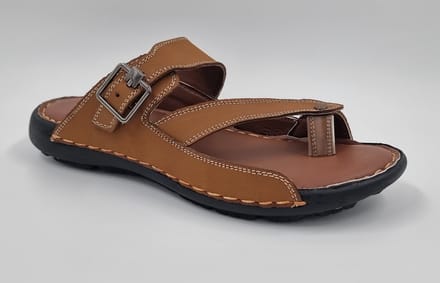 FLICK - Heren Slippers - Heren Teenslippers - Echt Leer - Mustard - Maat 39
