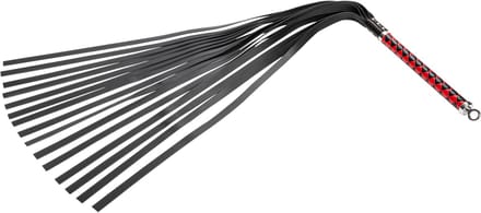 RISE - Lange Flogger met Zachte Strengen - Zwart/Rood