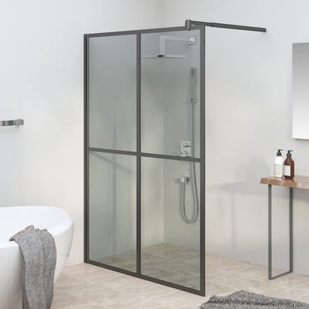 vidaXL - Inloopdouchescherm - 140x195 - cm - donker - gehard - glas