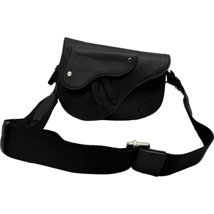 Dior Saddle Messenger Pouch in zwart generfd kalfsleer