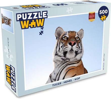 Puzzel Tijger - Hemel - Kop - Legpuzzel - Puzzel 500 stukjes