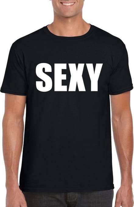 Sexy tekst t-shirt zwart heren M