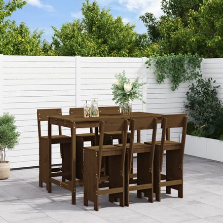 vidaXL - 7-delige - Tuinbarset - massief - grenenhout - honingbruin