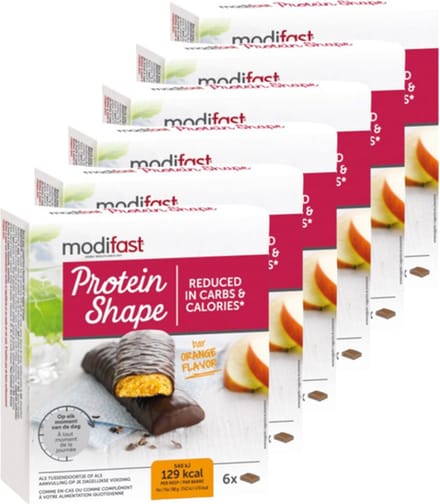 6x Modifast Protein Shape Reep Pure Chocolade/Sinaasappel (6 x 31 gr)