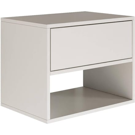 Selsey Framme – Hangend nachtkastje met lade en open vak, wit, 50 cm