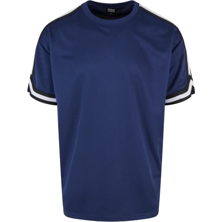 Urban Classics - Oversized Stripes Mesh Sport T-shirt - S - Donkerblauw
