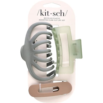 Kitsch, ensemble de pinces à griffes multivitaminées en plastique recyclé, pince à griffes de poulpe, ensemble de 3 pièces gray