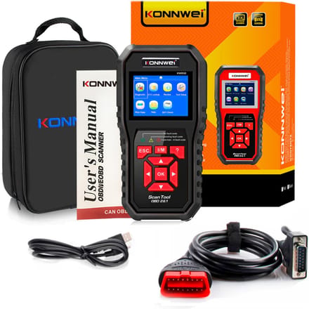 KONNWEI KW850 OBDII-scanner Auto-codelezer Diagnostische controlemotor Lichtscantool voor OBDII-auto's zwart