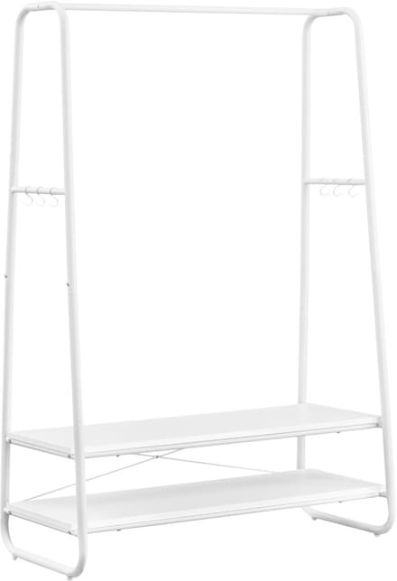 Famanu - Kledingrek met 2 planken en 6 haken wit