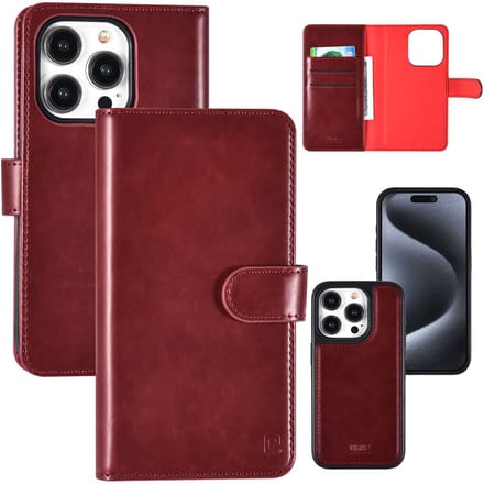 UNIQ Accessory Back Cover - Apple iPhone 15 Pro - Rood - Wallet-design met Kaartvakken