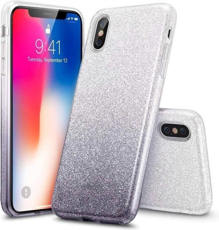 ESR iPhone 8 Plus hoes zilver naar zwarte glitters chique design zacht TPU