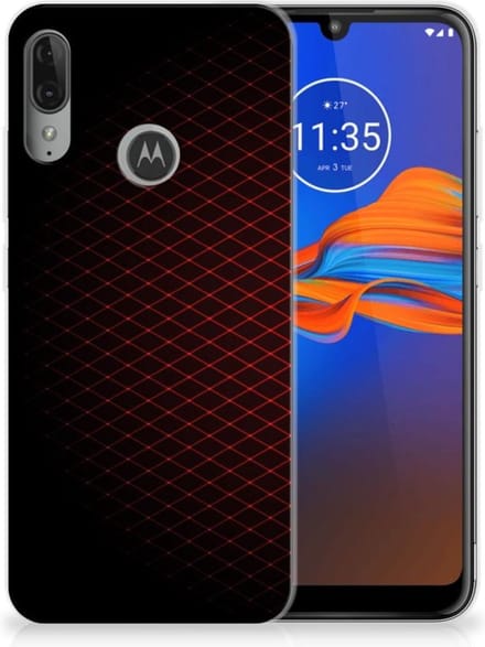 Motorola Moto E6 Plus TPU bumper Geruit Rood
