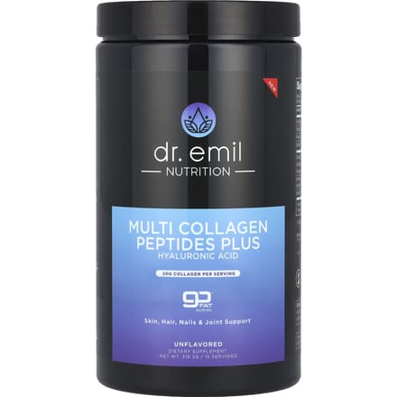 Dr. Emil Nutrition, Peptides de Collagène Multiples, Acide Hyaluronique, Non Aromatisé, 316.5g