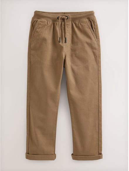 Next - Jongens - Instapbroek met geribbelde taille met standaard pasvorm - Bruin