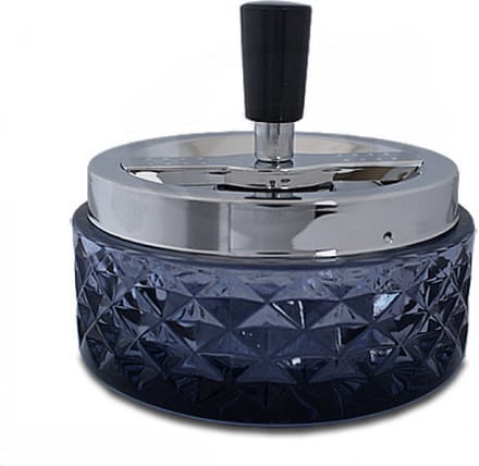 Draaiasbak - zwart - glas en chroom - 12 cm - drukasbak - - terrasasbak