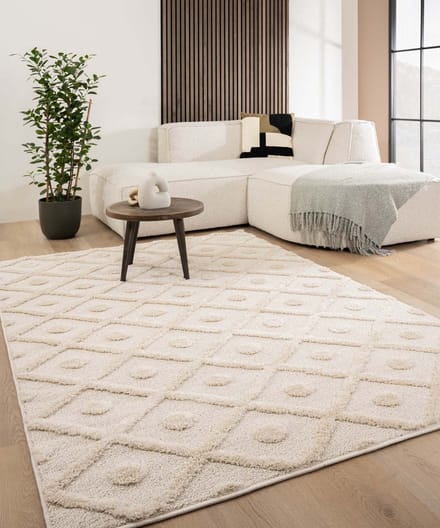 Scandinavisch vloerkleed - Arc Diamond crème 100x200