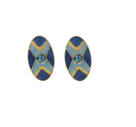 Behave - Oorringen dames - blauw en bruin - 2,8 cm