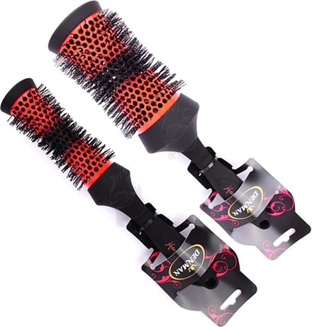 Denman Rondborstel Head Huggers zwart/ oranje 25mm