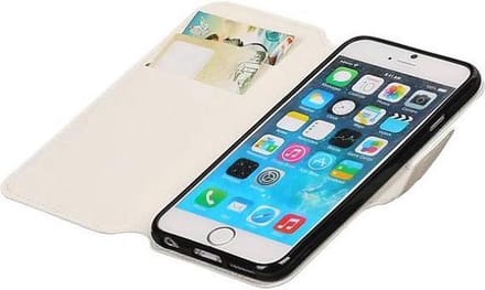 Cross Pattern TPU Bookstyle Hoesje - Wallet Case Telefoonhoesje - Geschikt voor iPhone 6/6s Wit