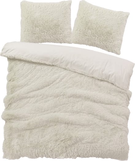 iSleep Dekbedovertrek Teddy Plush - Litsjumeaux - 240x200/220 cm - Wit