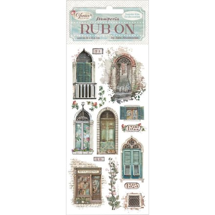 Stamperia - Venice City of Art Rub-On 4x8,5 Inch Doors and Windows (DFLRB169)