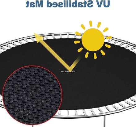 Trampoline Mat - Vervangend Net - Buiten Spelen - Waterdicht UV-bestendig - 12ft 72 Gespen - Zwart