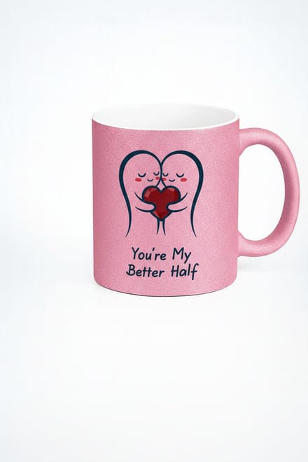 Roze Glitter Mok 'You're My Better Half' - Romantisch Liefdesgeschenk