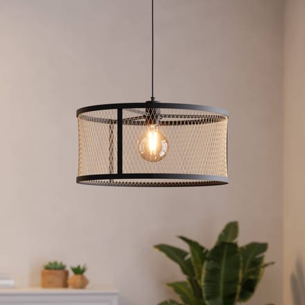 EGLO Hanglamp Dellow, Ø 45 cm, zwart/messingkleurig, staal
