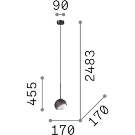 IDEAL LUX hanglamp Bloom, Ø 17 cm, messing, metaal/glas