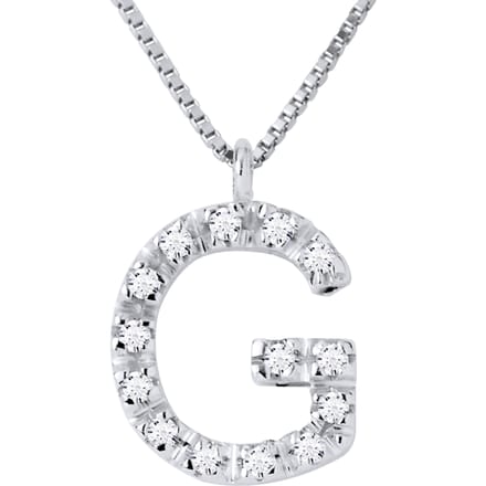 Ketting Diamonds 0.07 Cts alfabet letter "G" witte goud 18 Karaat