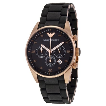 Emporio Armani Rose Goud Zwart Chronograph 38mm | AR5906