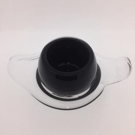 Houder van glas voor theelicht, zwart, 6-7 cm hoogte, 16-19 cm breedte, Loranto