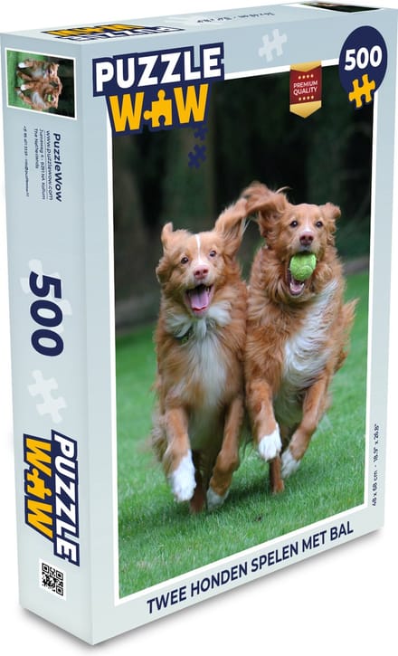 Puzzel Twee honden spelen met bal - Legpuzzel - Puzzel 500 stukjes