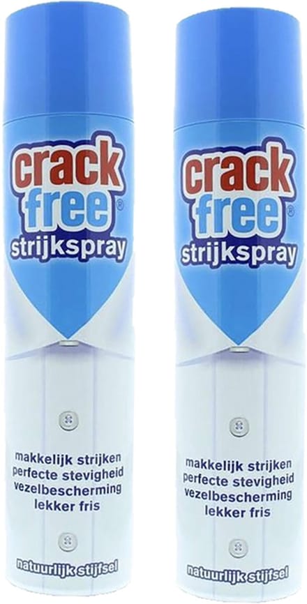 Crackfree - Stijfsel spray - 2 x 400 ml - Geschikt voor alle type stijrkijzers